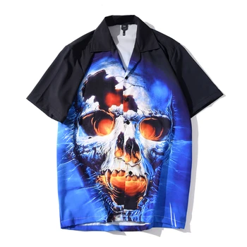 

Men's Fashion Shirt Short Sleeve Men's Hawaiian Shirt Men's skull Print Shirt Men's Shirt Short Sleeve Men's Top Cool Man
