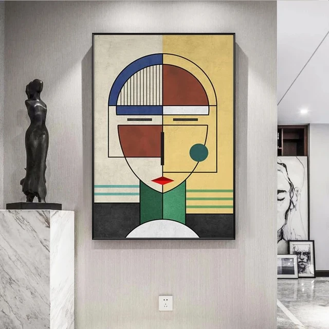 Abstract Geometric Face Paintings Printed on Canvas 5