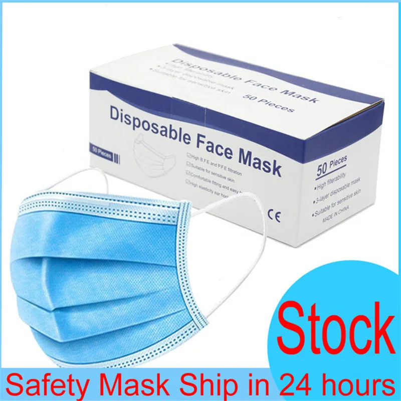 

Face Mask Anti-Pollution 3 Laye Mask dust protection Masks Disposable Elastic Ear Loop Disposable Dust Filter Safety Mask
