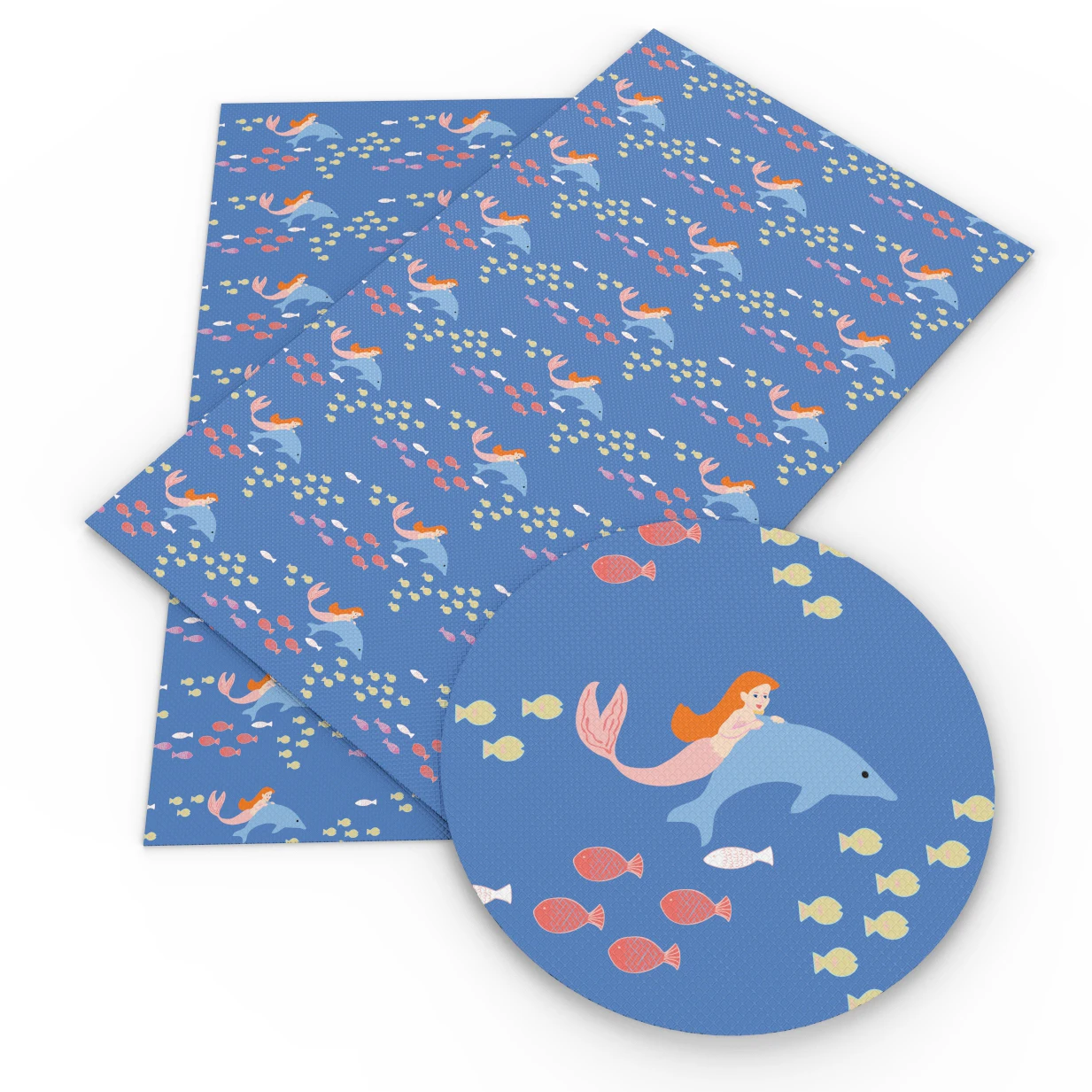 20*34cm Cartoon Fish Printed Faux Leather Fabric for Bows Leather Sheet in Crafts kunstleer,DIY Handmade Materials,1Yc7831
