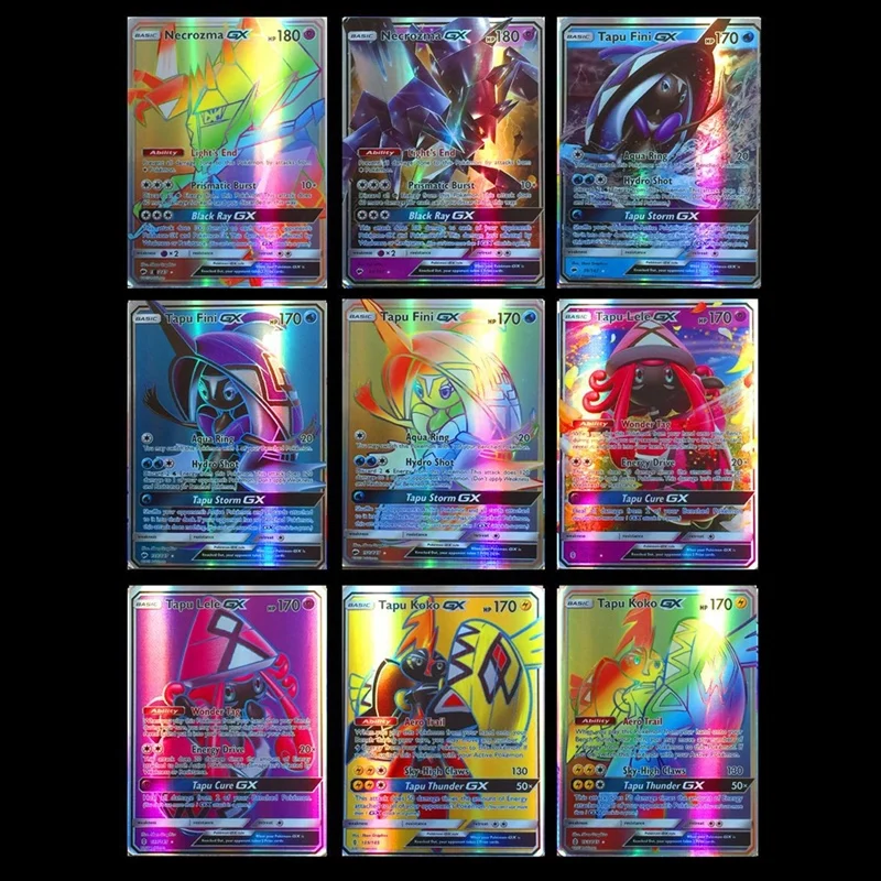 Игрушки Pokemons 120 шт 115GX 5 мега не повторять Сияющие карты игра битва Carte торговля детская карта покемона игрушка