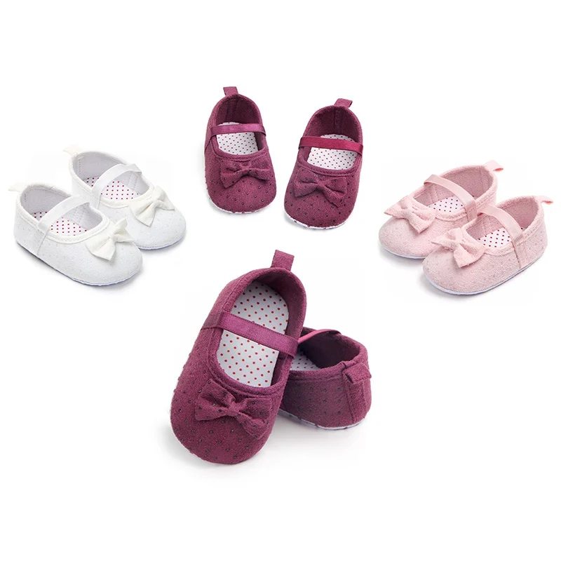 

2020 Bow Toddler Shoes For Newborn Dot Printed Baby Soft Sole First Walker Anti-Slip Baby Girls Shoes Princess Prewalker