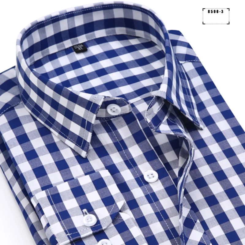 DAVYDAISY Новое поступление Высококачественная Мужская рубашка хлопок с длинным рукавом мужские рубашки в клетку Повседневная деловая рубашка бренд DS344 - Цвет: 8500-3