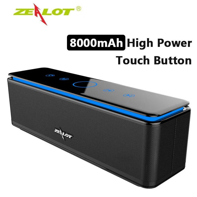 ZEALOT S7 мощная Bluetooth колонка Портативная Беспроводная сабвуфер Hi-Fi домашний