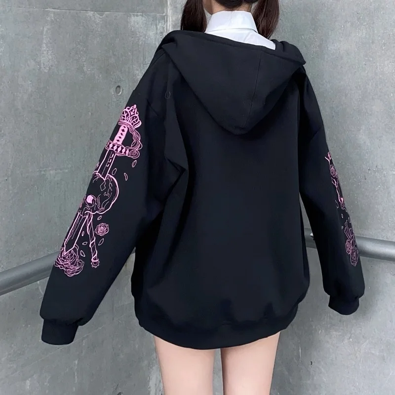 manga longa impresso moletom outono streetwear oversized