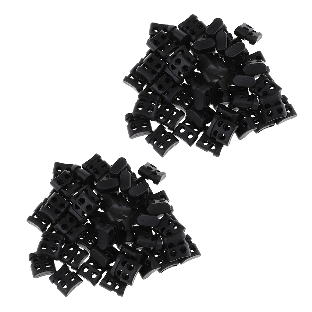 100 pieces Toggle Spring Stop Double Hole String Cord Lock Commonly Used as an Emergency Tool for Camping, Backpacks