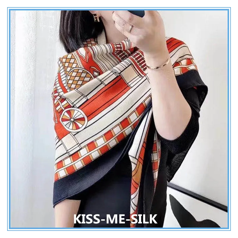 

KMS WHOLE NEW Ring Circular SILK CASHMERE SCARF SHAWL WINTER FOR WOMEN 135*135CM/170G