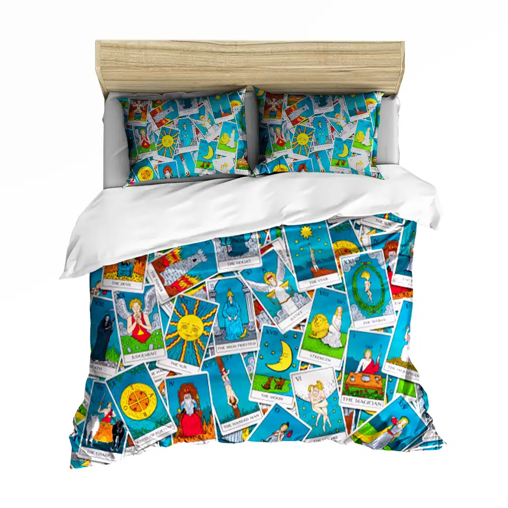 Tarot Cartoon Bedding Sets Blue Custom Single Double Quilt Cover