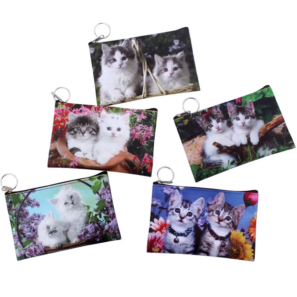 Cute Cat Coin Purse Kids kitty clutch wallet Women mini Wallet zipper cartoon Bag Pouch Holder change purse Female Carteira