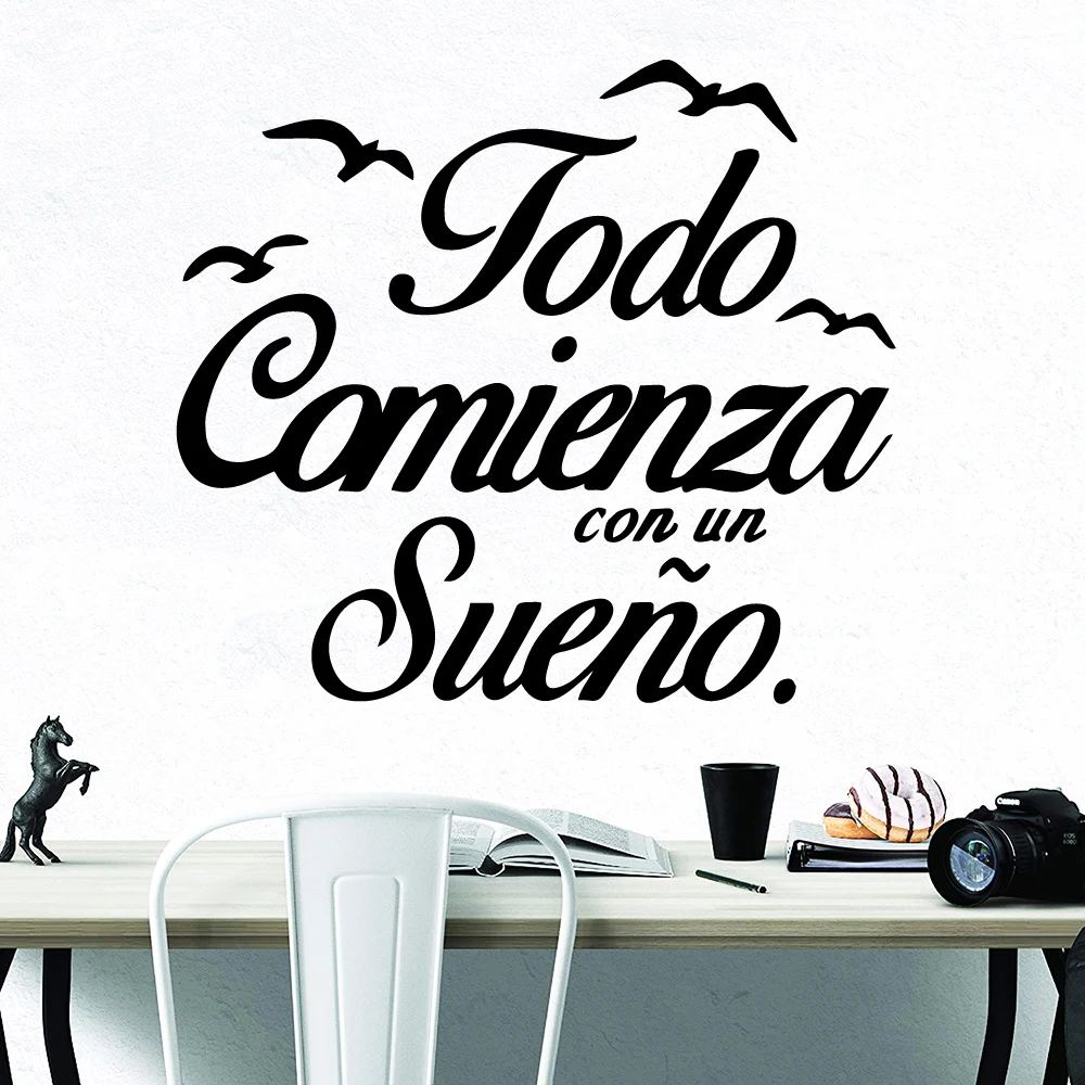 Modern Spanish Sentence Wall Art Decal Wall Art Sticker Murals vinyl Stickers DIY Home Decoration Accessories vinilo pared