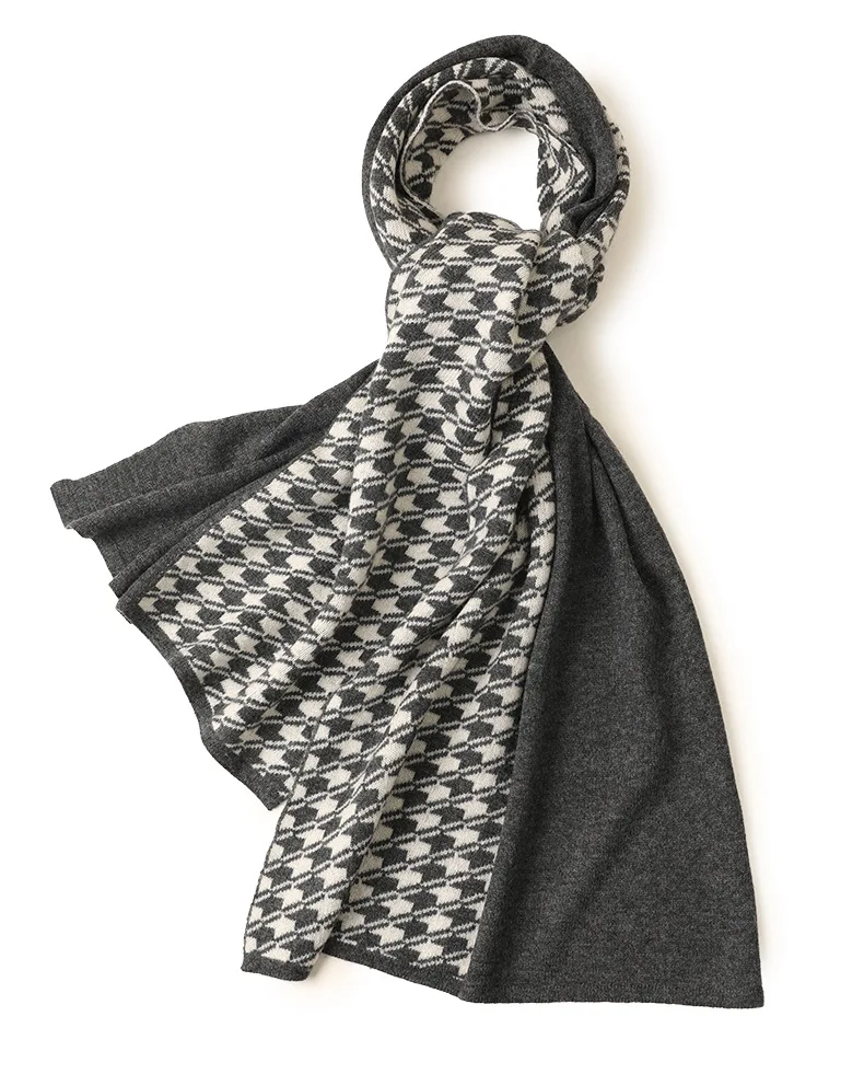 CAVME Gray CAVME вязаный шерстяной кашемировый шарф унисекс пашмины модные клетчатые шарфы двойные цвета мужской длинный шарф 50*180 см 220 г - Цвет: CAVME Gray