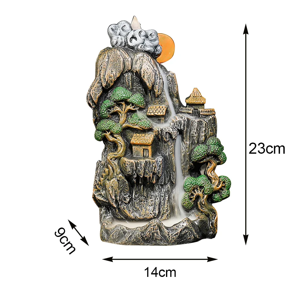 Incense Burner Gift Exquisite Home Unique Crafts Waterfall Smoke Backflow Decoration Censer Holder Mountain River Office Resin