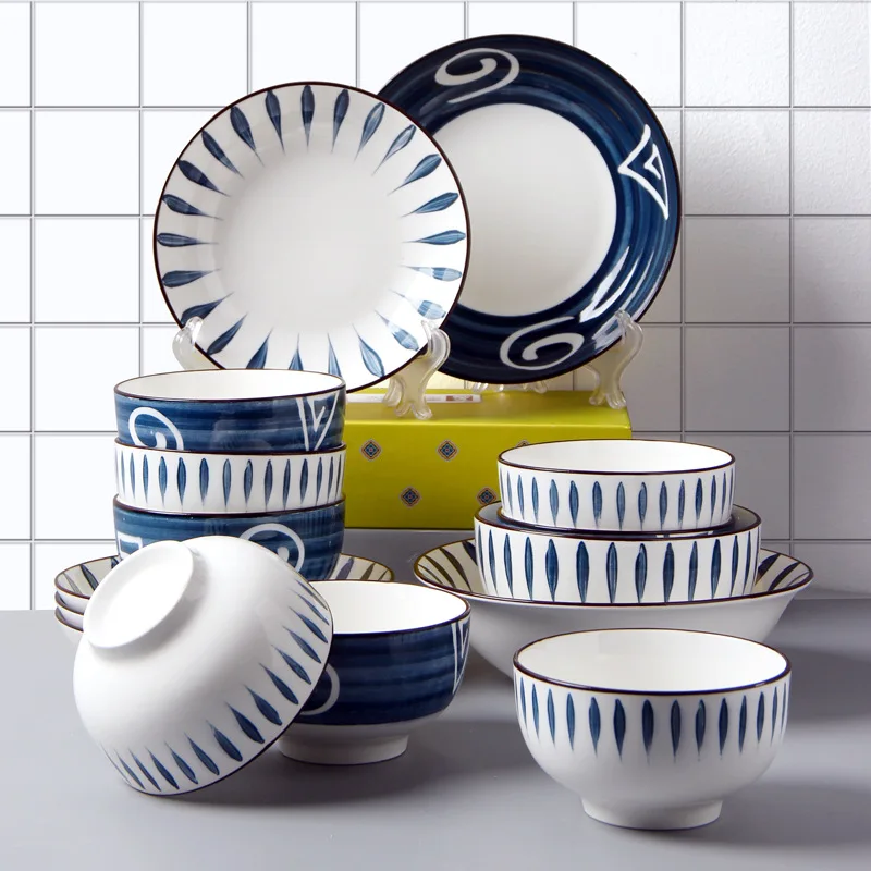 

Ceramic Dish Set Creative INS Style Japanese Tableware Personalized Noodle Bowl Rice Bowl Soup Bowl Chopsticks Household