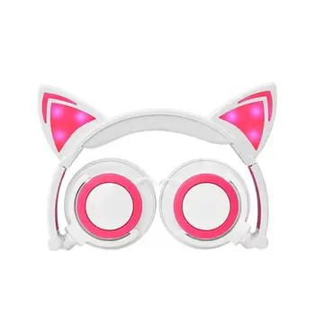 

Fashion Cat Ear Headphones with LED Light Cute Cat Ear Gaming Headset for Girls Children Flashing Glowing Gaming Earphones