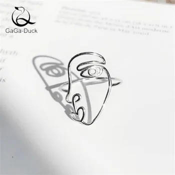 

New Fashion Jewelry Creative Line Irregular Hollow Face 925 Sterling Silver Temperament Exquisite Opening Rings R549