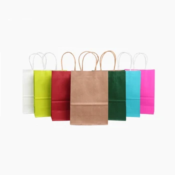 

5Pcs/Lot Fashionable Paper Bags Small Large Kraft Paper Gift Bag Festival Paper Bag with Handle 2 Sizes