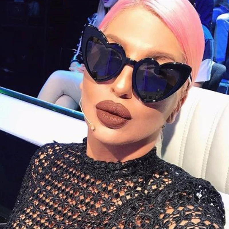 

New Fashion Lady Cat Eye Heart Sunglasse Brand Designer Retro Female High Quality Lens Classic Sun Glasses Female