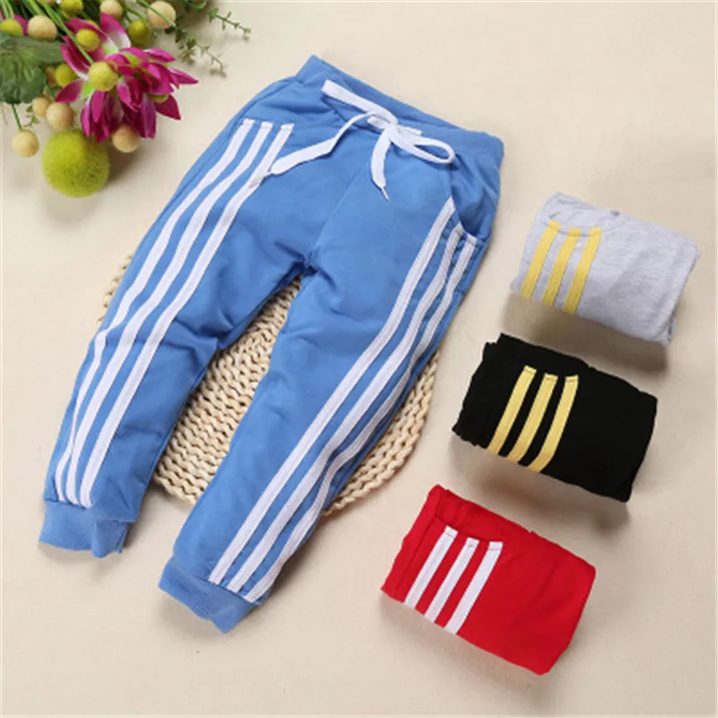 

2019 Stripe Baby Boys Girls Sweatpants Casual Cotton Children Beam Angle Trousers Fashion Jogging Kids Clothing For 3-8 Y