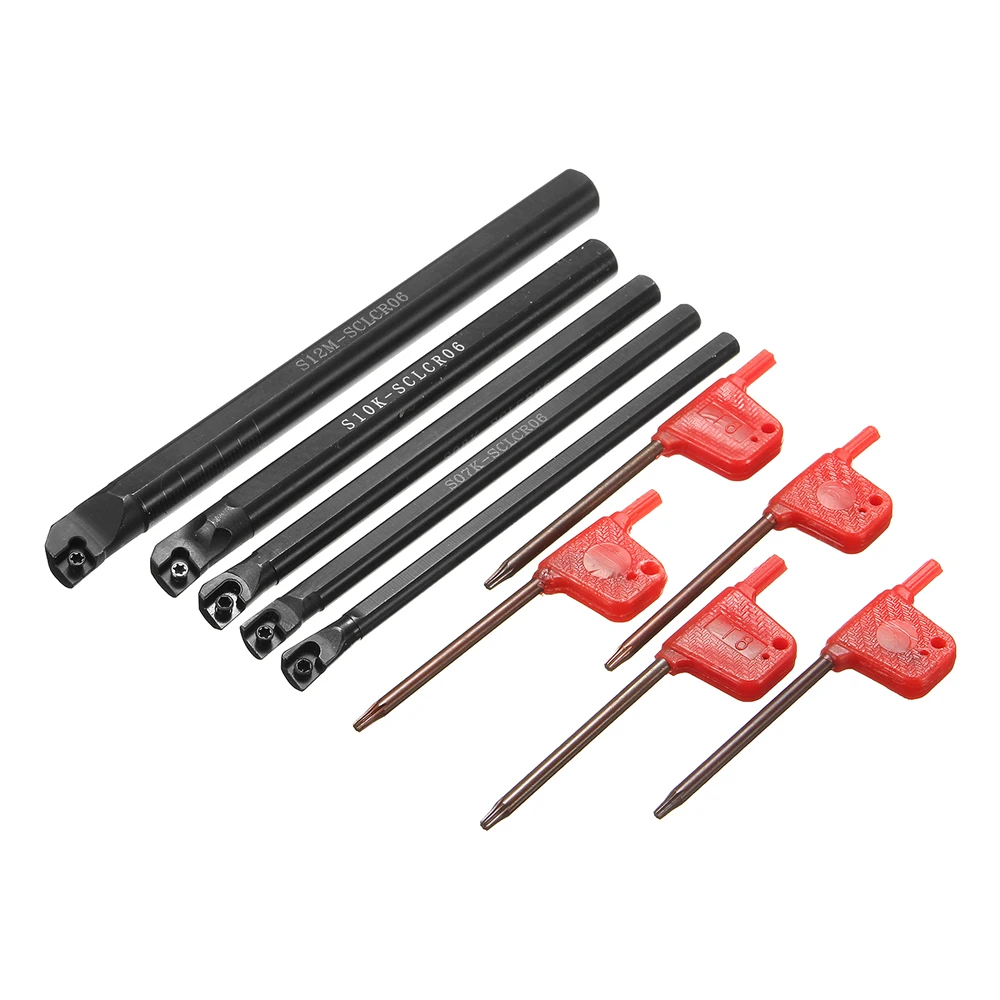 

5 Set S06K/S07K/S08K/S10K/S12M-SCLCR06 Lathe Turning Tool Holder Boring Bar + Wrench for CCMT