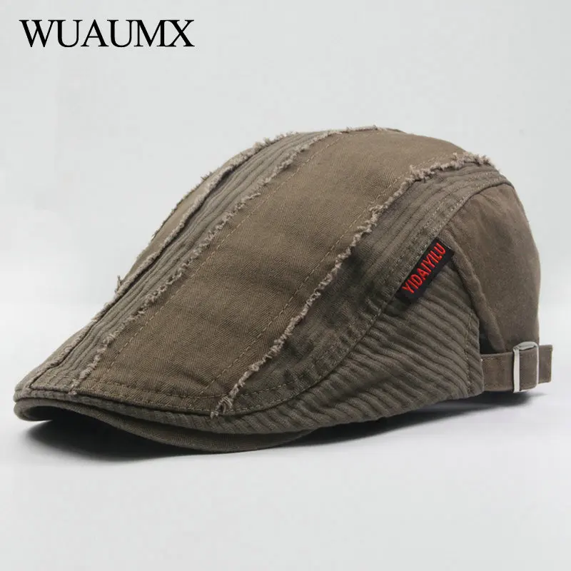 Wuaumx Ретро береты шляпа для мужчин летний солнцезащитный щит кепка хлопок маляр шляпа Повседневная елочка Кепка Утконос плоский Плющ крышка s