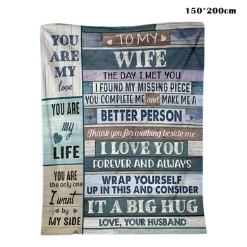 

You Are My Life Fleece Blanket Letter Printed Warm Blanket for Sofa Bed GQ