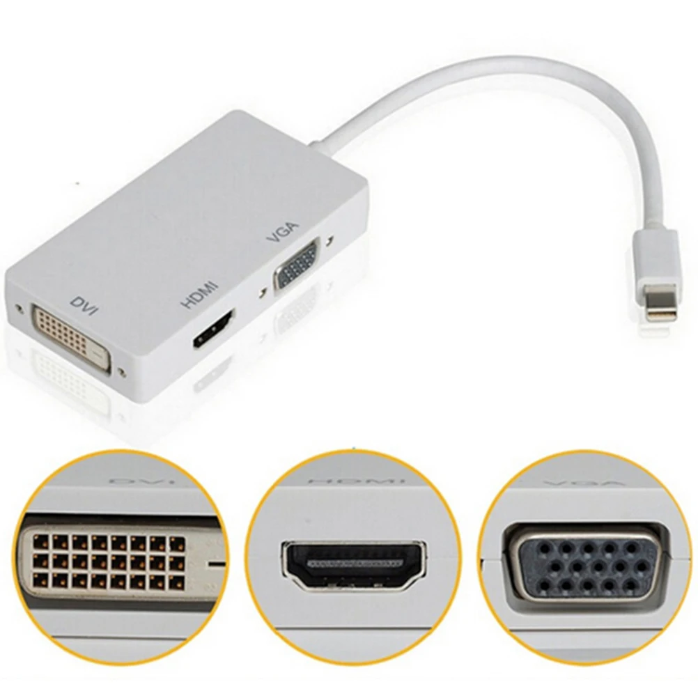 Для Apple Mac Book Pro Air iMac Mini 1080P Дисплей Порт Thunderbolt к DVI VGA HDMI 3в1 конвертер адаптер