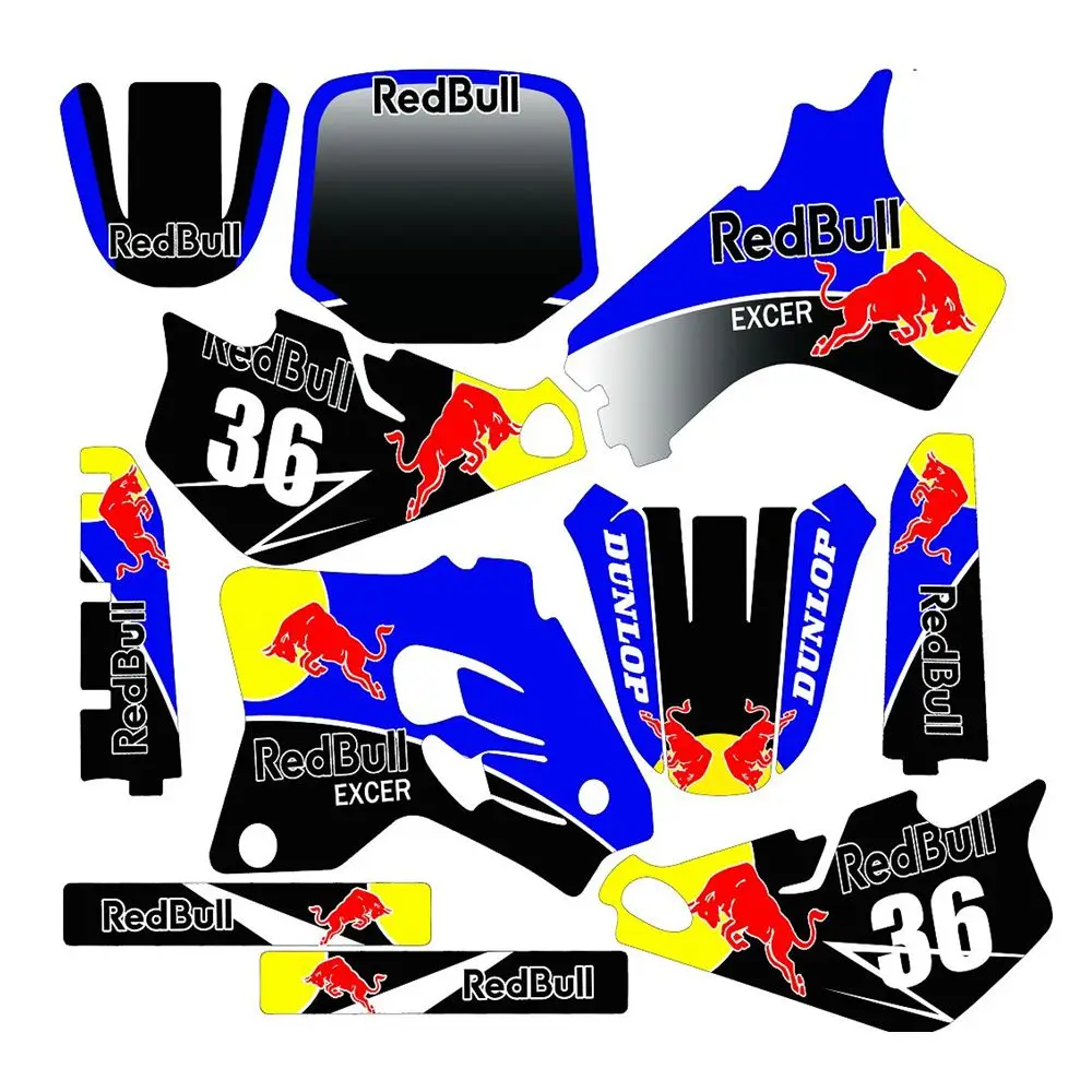 Для YAMAHA YZ80 1993-2001 полный Графика наклейки на заказ Номер Наименование лента 3M наклейки-матовые Водонепроницаемый