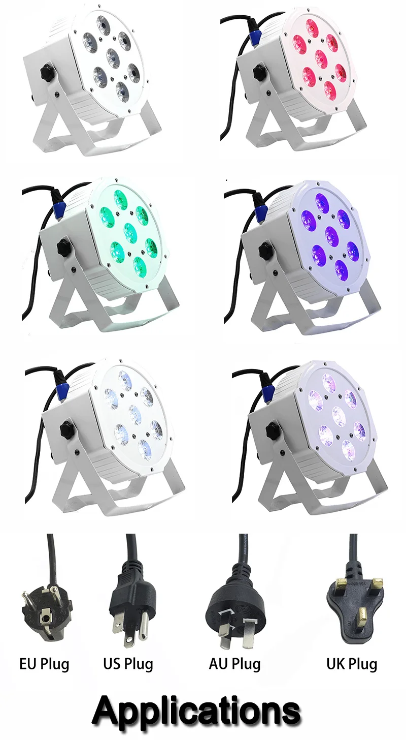 8pcs/lots white 7x12W LED par light RGBW 4in1 flat led dmx512 disco light professional stage dj equipment with Flight Case