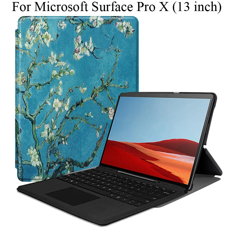 Деловой чехол для microsoft Surface Pro X, 13 дюймов, искусственная кожа+ жесткий пластиковый материал, поверхность клавиатуры, держатель