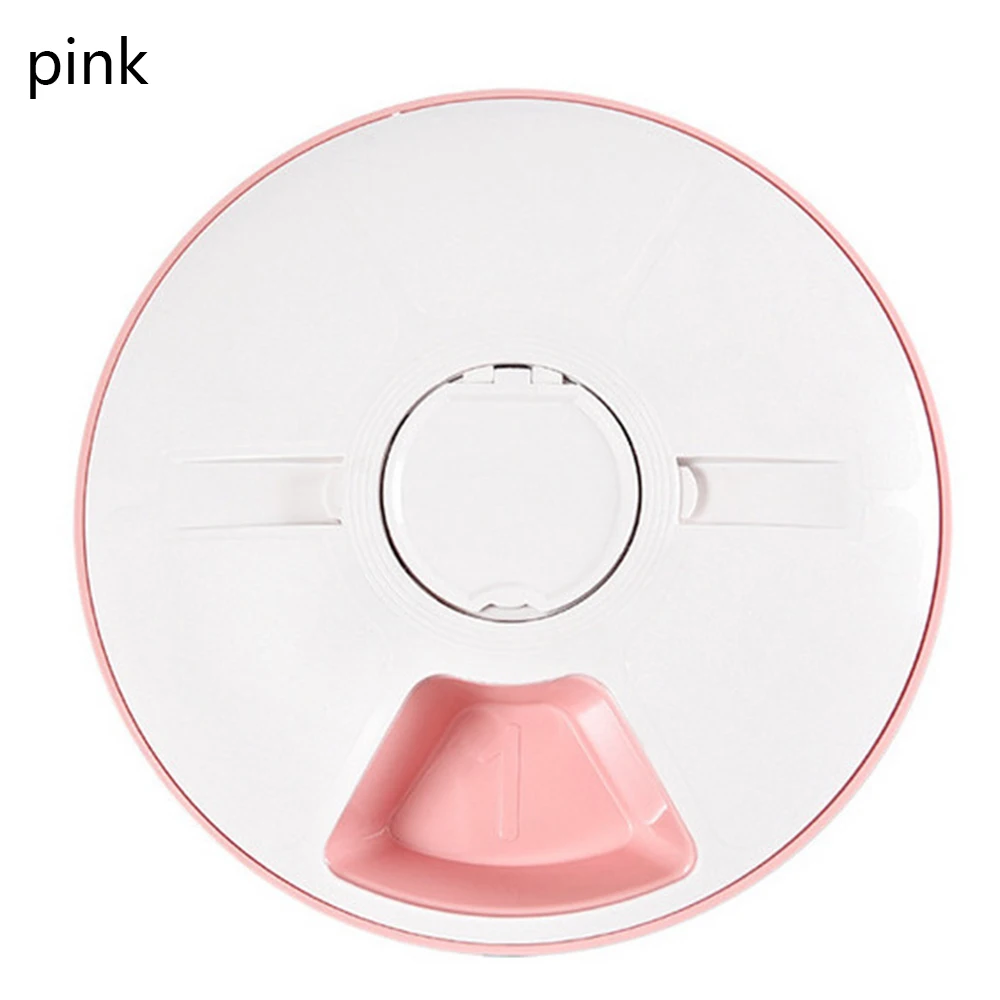 Автоматическая кормушка для домашних животных 6-разовое питание 6 сеток Электрический Дозатор для сухого корма для кошек и собак 24 часа таймер для домашних животных - Цвет: Розовый