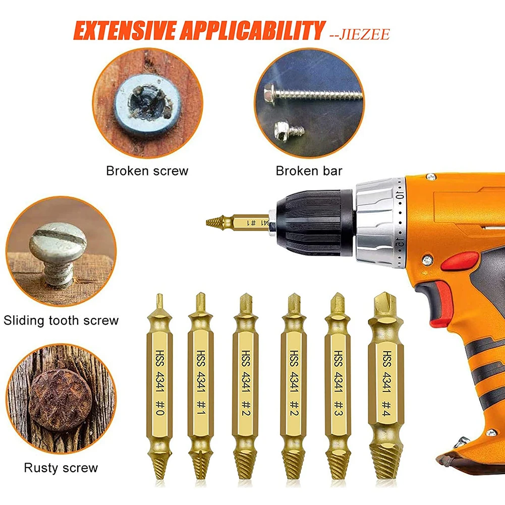 4/5/6 PCS Damaged Screw Extractor Drill Bit Set Stripped Broken Screw