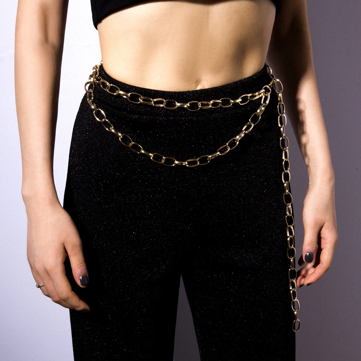 Cadena de cintura mujer cinturones cadera cintura alta oro cadena de Metal gruesa flecos damas elegante cadena|Cinturones de mujer| - AliExpress