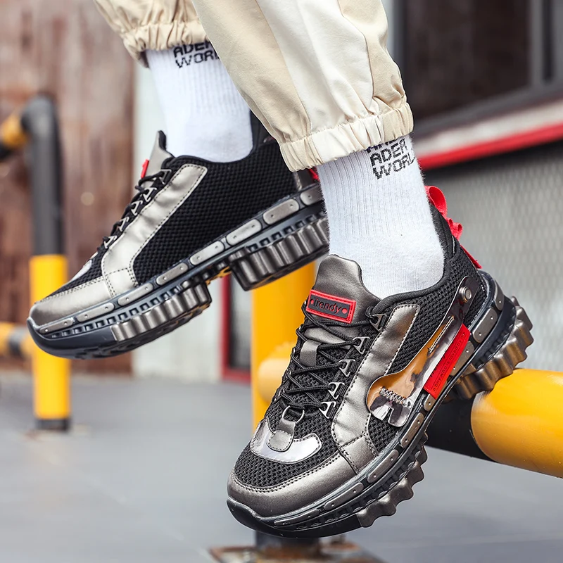 Индивидуальная трендовая спортивная обувь с механическим дизайном дышащая Спортивная обувь для мужчин беговые кроссовки со шнуровкой прогулочная мужская обувь