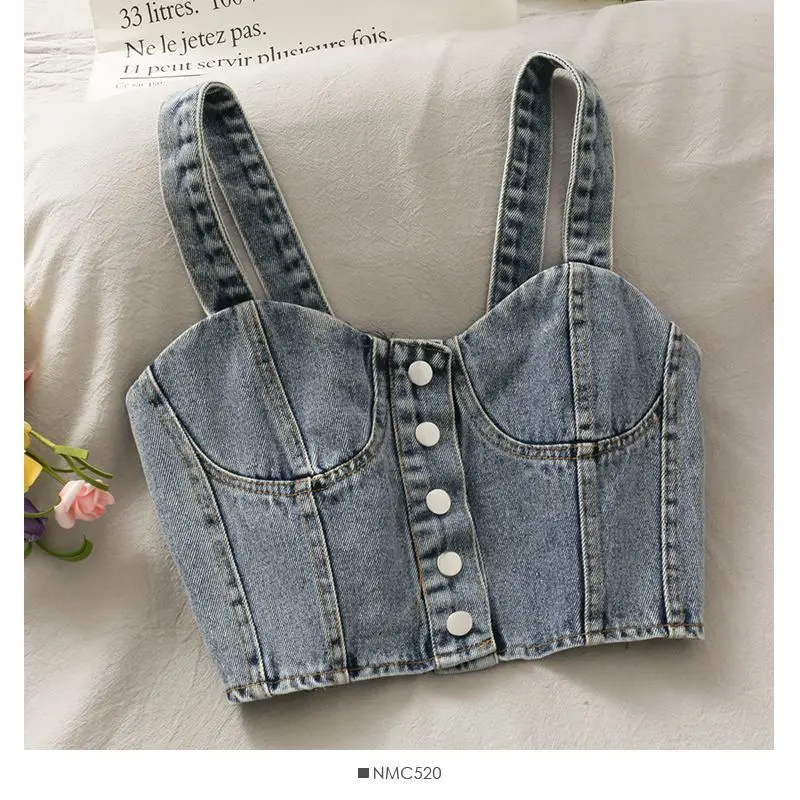 2021 New Lady Women Girl Casual Denim Sling Top Vest Sling Camis Cowboy Jean Bra camisole Tops Jeans Sleeveless Slim Spring HOT gym bra