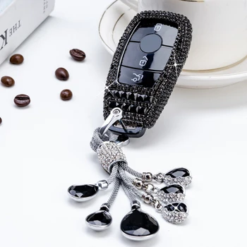 

For Mercedes Benz E Class E300 W202 W210 W213 2017 2018 Diamond Crystal Car Key Cover Case Protector Shell Keychain Accessories