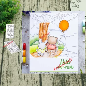 

Animal partner Metal cutting dies and Clear Stamps Transparent Silicone Seal for DIY scrapbooking photo album Decorative