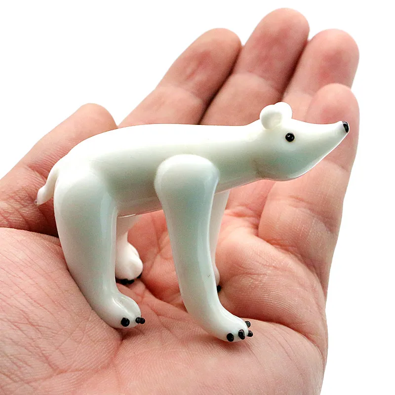 

Mini Murano Glass Animal Figurines Decor Cute Vivid Simulation Polar Bear Statue Ornaments Children's Day New Year Gift For Kids