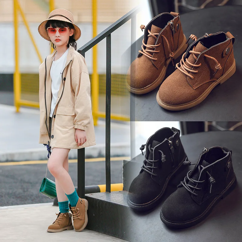 CYSINCOS Toddler Boys Winter Sneakers Genuine Leather Kids Boots Boys Snow Shoes Waterproof Warm Fur Children Ankle Boots