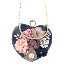 Вечерняя сумочка с цветочным дизайном, сумочка с металлической ручкой в форме сердца, вечерние сумочки для свадьбы, B5