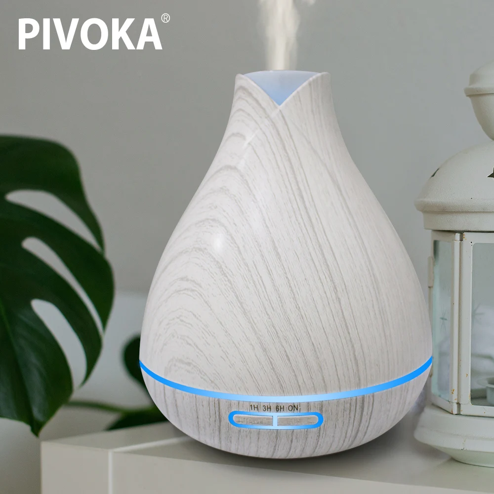 

PIVOKA 400ml Aroma Diffuser Essential Oil Air Humidifier Aromatherapy Ultrasonic Mist Maker Housing White 7 Color LED Light