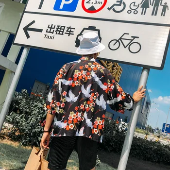 

Japanese Traditional Kimono Shirt Jackets Streetwear Men Chinese Print Cardigan Fashion Japan Coat Asian Clothes Yukata Costumes