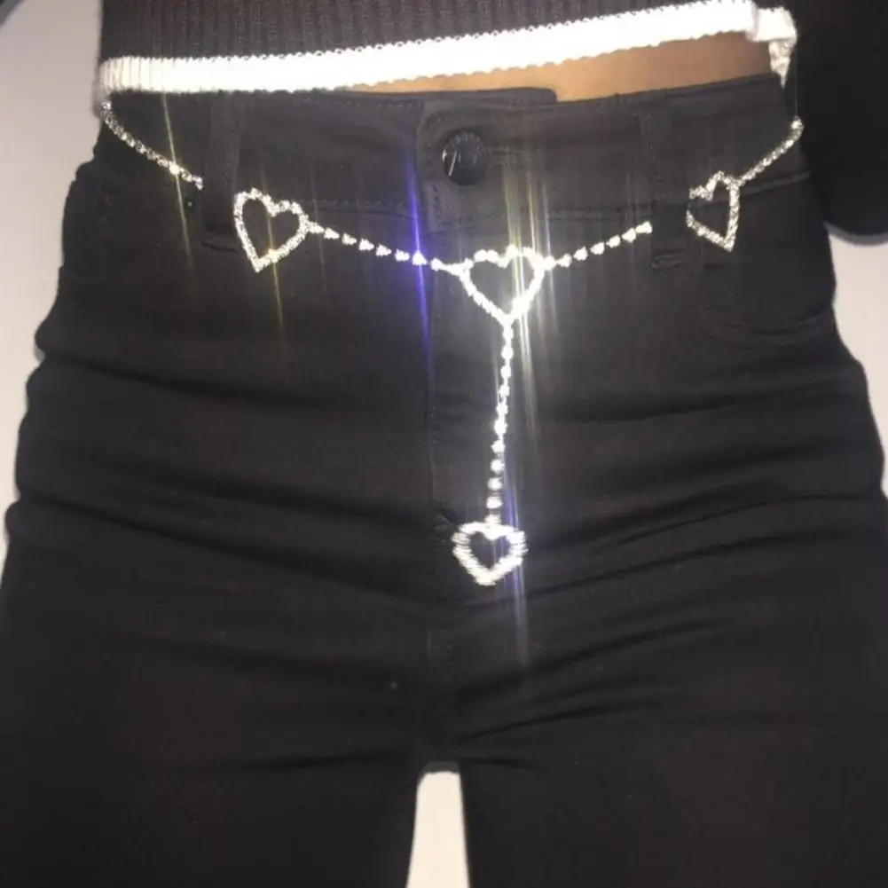 Details about   NE_ Women Rhinestone Heart Pendant Long Belly Chain Waist Belt Body Jewelry Deco 