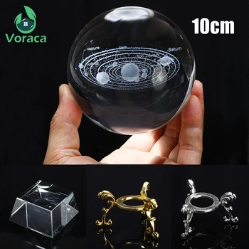 

100mm K9 Solar System Crystal Ball Miniature Laser Home Decor Glass Globe 3D Crystal Ball Table Ornament Photography Gift Prop