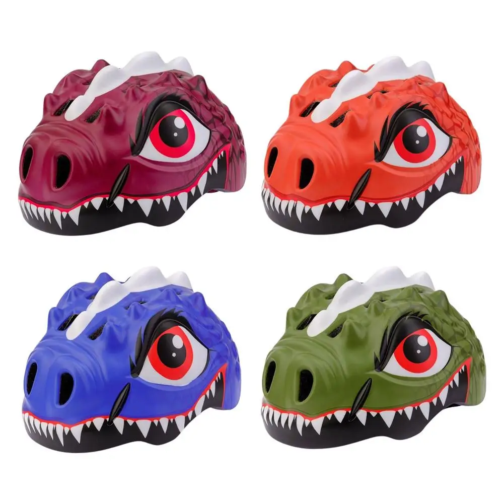 Dinosaur Bike Helmets For Kids Cute Cartoon Lightweight Adjustable Breathable Protective Skateboard H | Спорт и развлечения