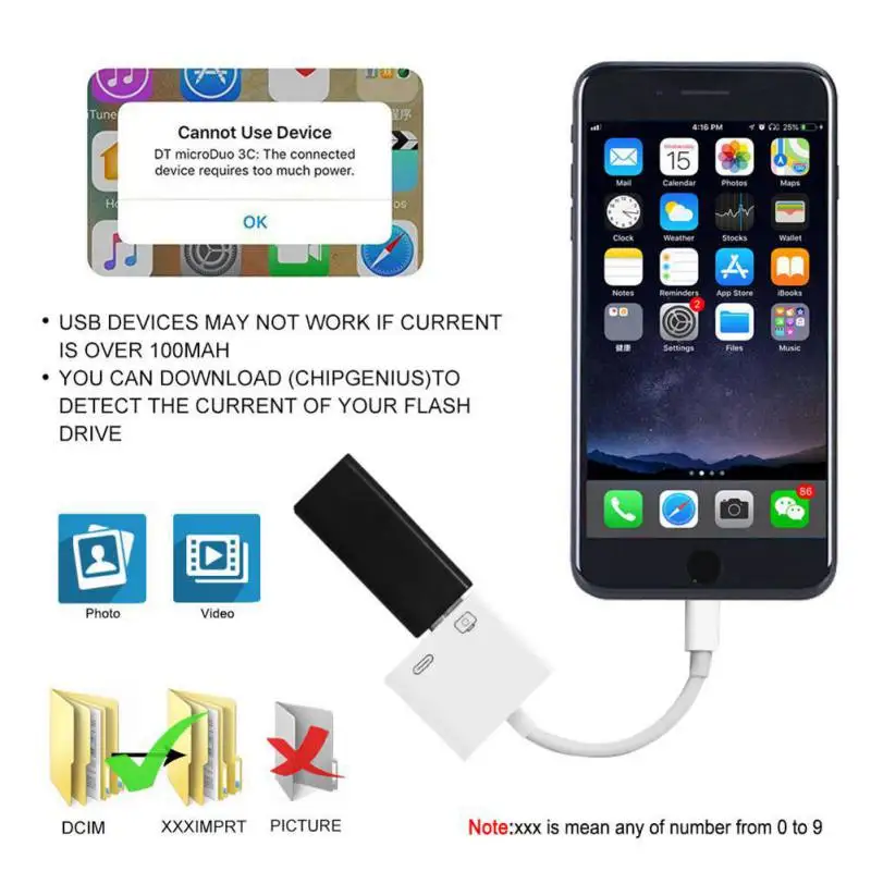 2 в 1 OTG кардридер камера для Apple iPhone к USB кабель для зарядки IPhone 11 Pro X XS max 8 7 6 USB концентратор-картридер разветвитель