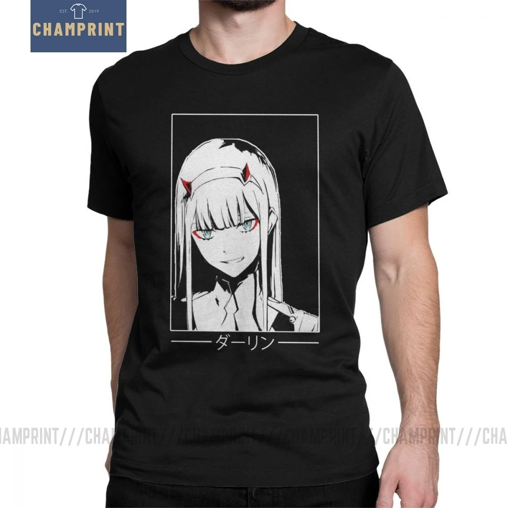 Zero Two Darling In The Franxx White Аниме Манга Футболка мужская большого размера топы хипстерские футболки с круглым вырезом очищенная хлопковая футболка