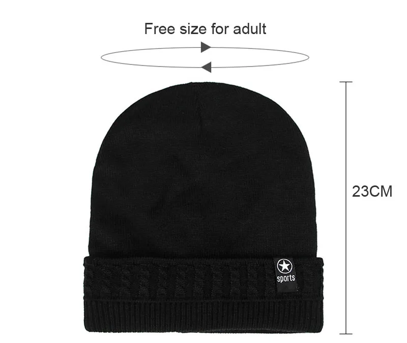 Fashion Acrylic Plus Velvet Cold Protection Knitted Hat Skullies& Beanies Windproof Riding Outdoor Sport Women's Winter Hat