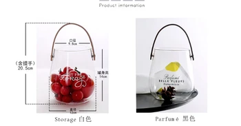 

Scandinavian style leather handle glass storage jar glass vase creative home storage bottle