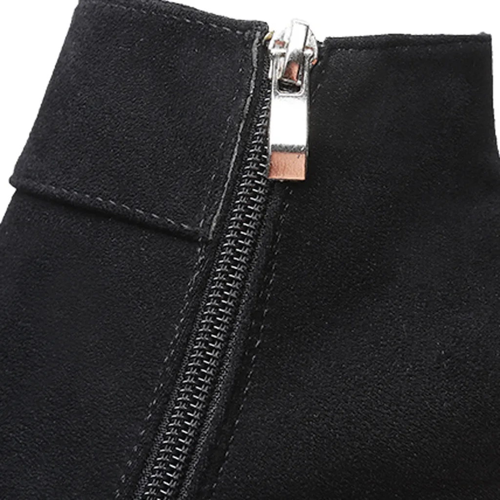 winter Genuine Leather Ankle Boots Work Lady Suede Flat shoes Elegant Casual Moccasins Workplace Winter Boots