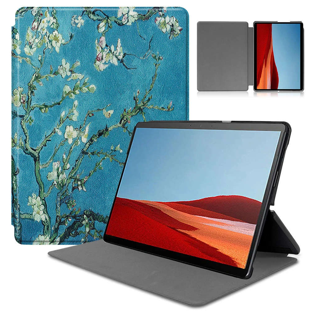 Для microsoft Surface Pro X чехол из искусственной кожи чехол-подставка для Surface ProX 13 дюймов планшет защитный чехол-книжка - Цвет: Apricot flower